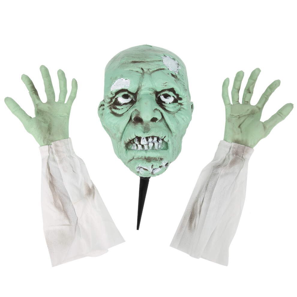 Waterproof Material Halloween Decorations Groundbreaker Stakes Scary Zombie Stakes Outdoor Party Props Realistic Zombie Face Creepy Design Graveyard