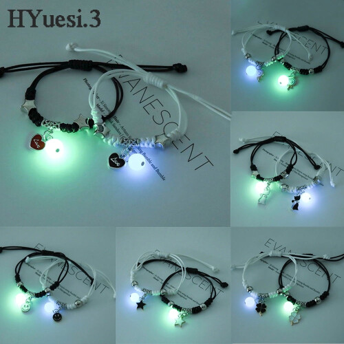 Luminous Cat Star Moon Cross Charm Bracelet Set 2 pcs 1