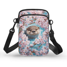 Crossbodytas met kersenbloesemmotief, dubbeldeks, ideaal voor dagelijks woon-werkverkeer of casual uitjes.
