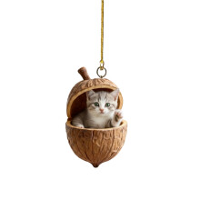 Kerstornamenten met eikels en dierenmotief – Gezellige kerstdecoratie in bosstijl, gepersonaliseerde dennenappelbedeltjes, cadeau voor