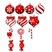 12 stuks/1 set houten kerstdecoraties in de vorm van pepermuntlolly's, hangende decoraties en slingers voor kerstfeestjes