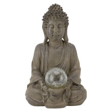 Buddha-Statue aus Kunstharz mit integrierter LED-Lampe – Dekoration für Garten und Innenbereich, 21 x 31 x 18 cm, wetterfest, beleuchtet