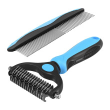Spazzola per la toelettatura degli animali domestici con pettine in metallo - Rastrello per il sottopelo di cani e gatti, adatto anche a pelo lungo.