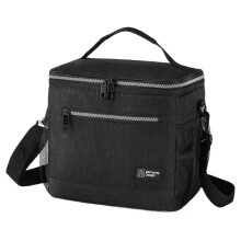 Geïsoleerde lunchbox voor mannen en vrouwen – lekvrije, zachte koeltas, grote picknick-/strandtas met schouderriem, zwart