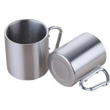 400ml Camping Travel Stainless Steel Cup Carabiner Hook Handle Picnic Water Mug Outdoor Travel Hike Cup Portable Mug
