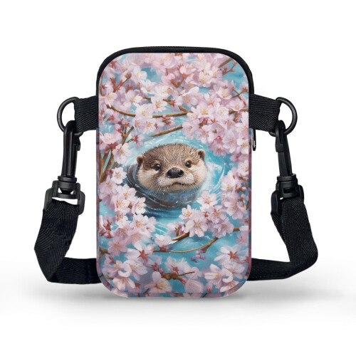 Τσάντα χιαστί Otter με άνθη κερασιάς, διπλής όψης, για καθημερινές μετακινήσεις ή 1