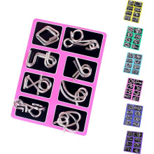 8-delige metalen Montessori-draadpuzzels, 3D-hersenkrakers voor volwassenen – compatibel met natuurkunde- en denkspelletjes