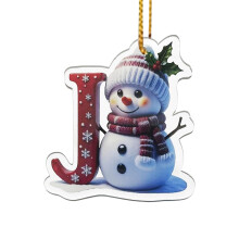 2D-Alphabet-Ornamente (AZ) für Weihnachtsbaum, Schneemann-Deko, 26 Buchstaben zum Selberbasteln – Kompatibel mit Weihnachtsbäumen