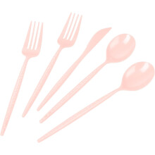 Roze plastic besteksets van 150 stuks – 50 vorken, 50 messen, 50 lepels, stevig wegwerpbestek voor feestjes en verjaardagen