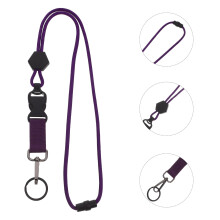 Lanière porte-badge violette en polyester avec système de sécurité pour hommes et femmes (1 pièce)