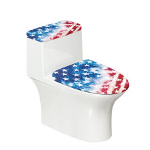 2-delige universele toiletbrilhoezen, geschikt voor alle toiletvormen, zacht, met vuurwerksterren en Amerikaanse vlag.