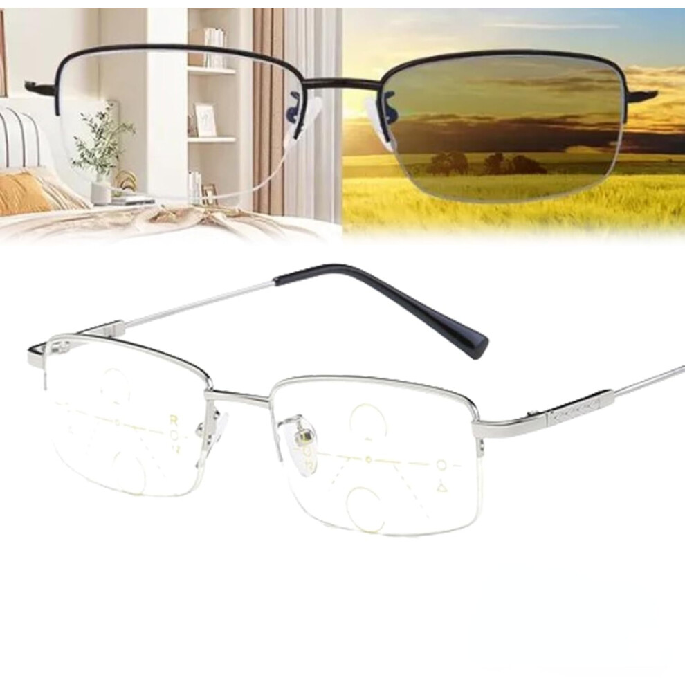 Intellireaders, Titanium Progressive Far and near Dual-Use Reading Glasses, Intelligent Reading Glasses