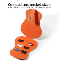 Guitar Pick Case PU Pick Box Multi-Slot Guitar Pick Holder,Guitar Pick Case for Storing Orange