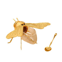 Kreatives Aufbewahrungsglas in Bienenform, goldener Behälter zur Aufbewahrung von Küchengewürzen, Soja und Trockenwaren