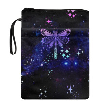 Paarse Libelle Galaxy Boekhoes Beschermhoes – Lichtgewicht Polyester Boekorganizer met Handvat, Geschikt voor de meeste Boeken