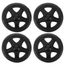 4 stuks kleine winkelwagenwielen met trekstang, zwart