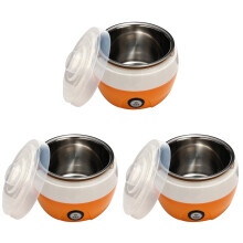 3Pièces Appareil À Yaourt Inox Orange Avec Cuve Sécurisée Et Auto