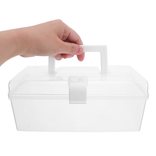 3Pcs Transparent Plastic Medicine Storage Box White Portable Organizer 2