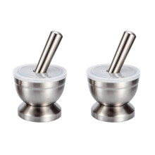 2Pcs Silver Garlic Pounder Kitchen Supplies Easy Clean Stainless Steel