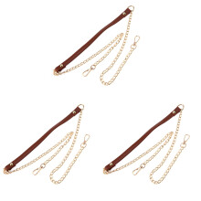 3Pcs Brown Handbag Chain Replacement Strap Metal Purse Accessory