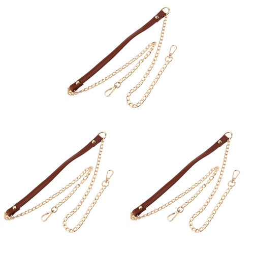3Pcs Brown Handbag Chain Replacement Strap Metal Purse Accessory