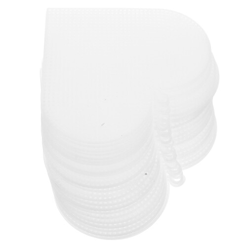 150Pcs White Heart Mesh Canvas Pe Breathable Shape for Yarn Crafting 1
