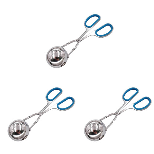 3Pcs Stainless Steel Meatball Maker with Blue Handle for Kitchen Use