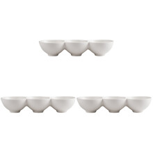 3Pcs Round Ceramic Bowl White for Serving Snacks and Appetizers
