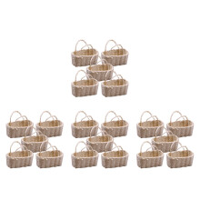 20Pcs Mini Raffia Flower Basket Khaki Handheld Dollhouse Storage