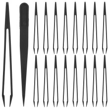 20Pcs Kids Jewelry Tweezers Plastic Black Straight Tip for Craft Use