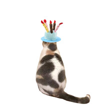 Dog Birthday Cake Hat Model: Adjustable Size Blue