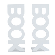 White Metal L-Shaped Book Ends - 21x8.5x7.5cm, Slip-Resistant