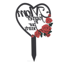 Iron Grave Stake Memorial Marker Heart Shape 29.5x17.5cm Yard Decoration