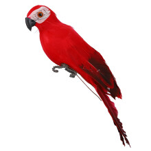 Adorno de ave artificial roja de primera calidad con plumas realistas para accesorios de disfraces, decoración navideña, fiestas de jardín y