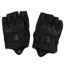 Guanti in pelle di eccellente duttilità, modello a mezze dita con design ventilato, palmo antiscivolo, ottima presa per volanti o altri usi, leggeri.
