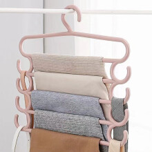 5-stöckiger Hosenbügel mit rutschfesten Clips, Kleiderschrank-Organizer für Hosen und Röcke, platzsparende Aufbewahrung, Pink