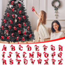 Christmas 2D Acrylic 26-Letter Pendant, 3.1in Clear Hanging Ornament for Trees & Parties – Compatible with DIY Personalization