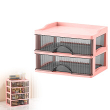 Contenitore trasparente a 2 livelli per cosmetici, ideale per la toeletta: un organizer elegante e pratico, compatibile con le misure standard.