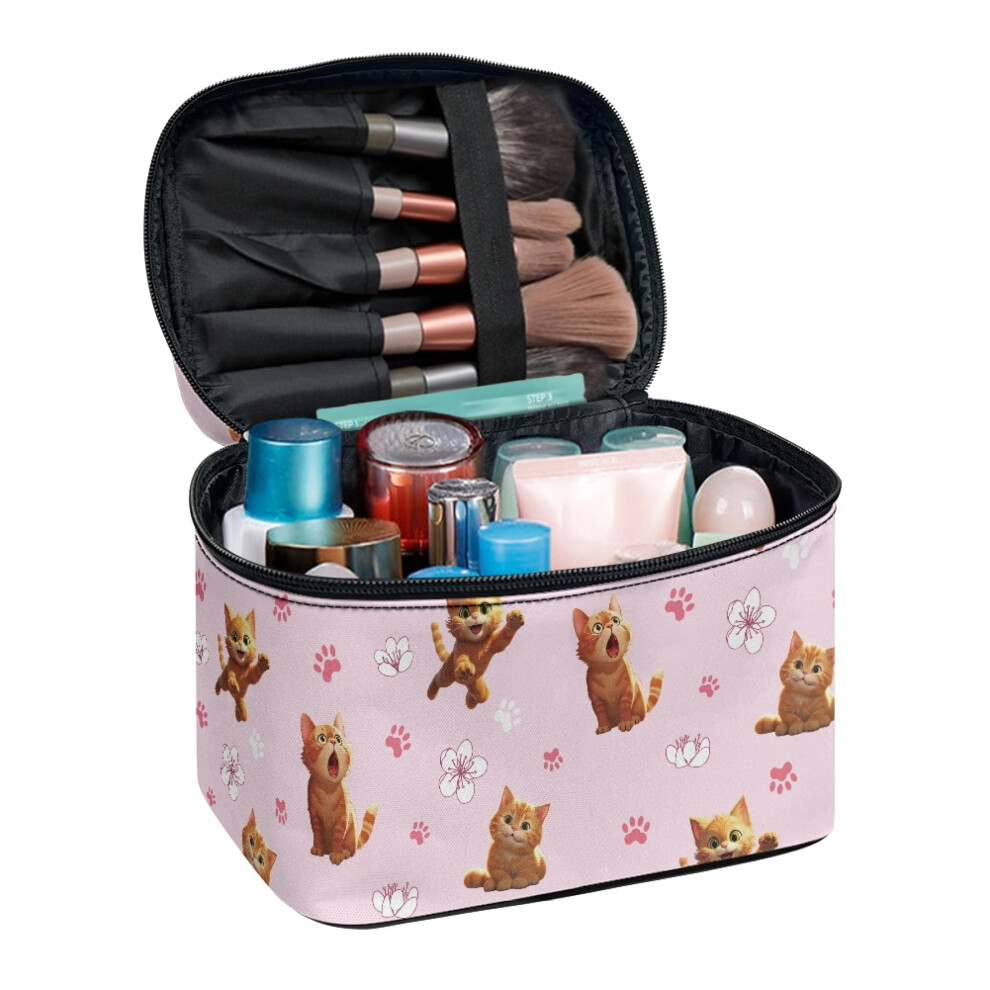 Pink Cat Makeup Brush Organizer Desktop 8.86 x 6.5 x 5.9