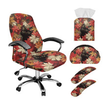 Set di coprisedia da ufficio Black Cat Maple Leaf con fodera elasticizzata, protezioni per i braccioli, supporto per telecomando e copri scatola per