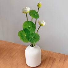 Levensecht arrangement van witte zijden lotusbloemen en waterlelies – Kunstmatige decoratie voor thuis, tafel, tv-meubel, aquarium, bruiloft en