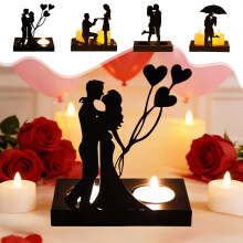Metallener Kerzenständer-Ornament für den Valentinstag, 6 x 5 x 3 Zoll