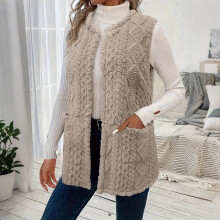 Bequeme, ärmellose Strickjacke mit Taschen für Damen – leichtes Modell mit Knopfleiste und offener Vorderseite, vielseitig kombinierbar für