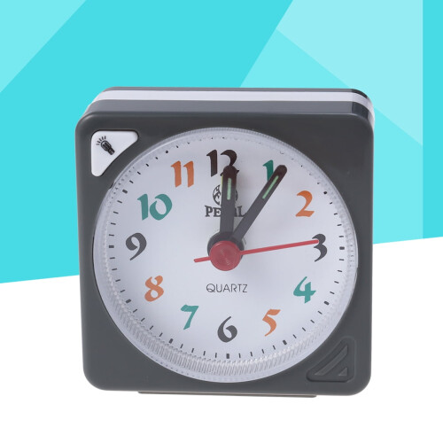 Mini Square Plastic Quartz Alarm Clock Grey 2
