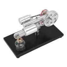 Colorful LED Sterling Engine Model, CNC Base, Aluminum Alloy Educational Toy