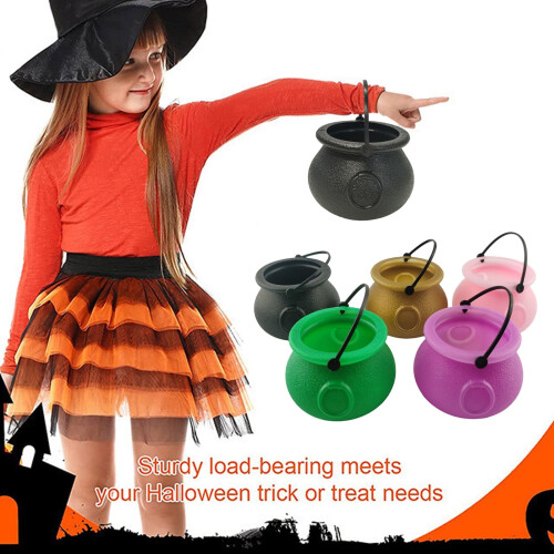 12 τεμάχια κουβάδες με γλυκά για το Halloween, μαύρο πλαστικό καζάνι μάγισσας, 1