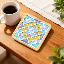 Mosaic Tile Craft Kit - Wooden Coaster, Mixed Colors, 6ml, 3.54"x3.54", DIY Home Decor & Gifts