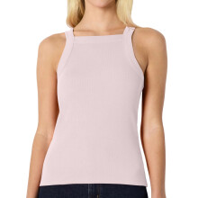 Top sin mangas ajustado de cuello cuadrado de color liso para mujer, color rosa, talla L