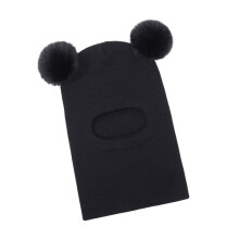 Bonnet d'hiver pour bébé, mignon bonnet de neige avec double cagoule tendance unisexe noire