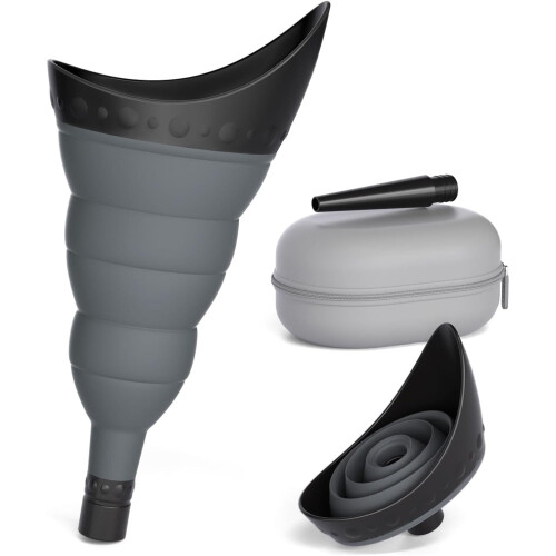 Foldable Female Urinal with Tube and Case, C-Black